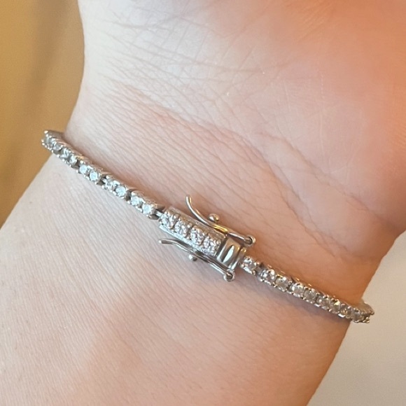 Art Deco Cz Tennis Bracelet - Picture 4 of 5